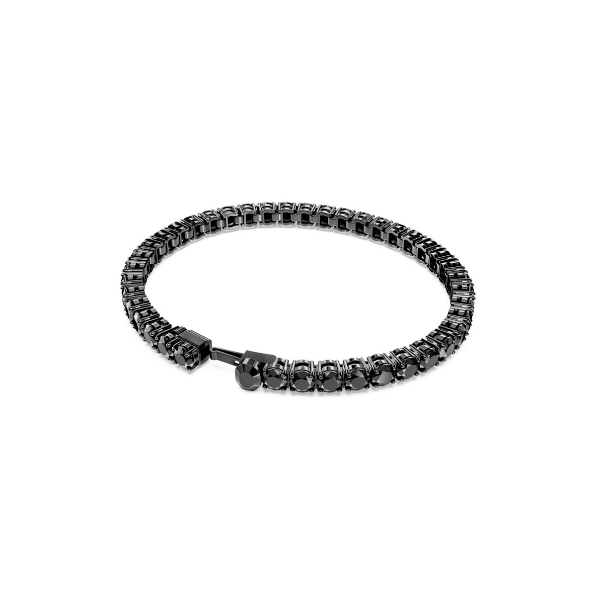 Swarovski Jewelry Black Round Cut and Ruthenium Matrix Tennis Bracelet